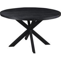 LivingFurn Ronde Eettafel 'Kala' 120cm, Mangohout, kleur Zwart - thumbnail