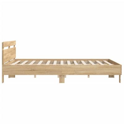Bedframe met hoofdbord sonoma eikenkleurig 160x200 cm - thumbnail