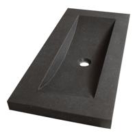 Brauer Magma Wastafel Ondiep - 80 cm - met 1 Spoelbak en 0 Kraangaten - Natuursteen Basalt Antraciet - thumbnail