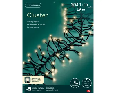 Lumineo clusterverlichting 19m 2040led warm wit Lumineo clusterverlichting 19m 2040led warm wit