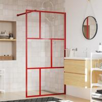Inloopdouchewand transparant 115x195 cm ESG-glas rood - thumbnail