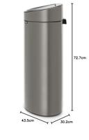 Brabantia 114908 vuilnisbak 40 l Overige Kunststof, Roestvrijstaal Platina - thumbnail