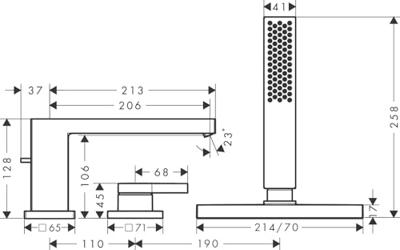 Hansgrohe Tecturis E 3-gats ééngreeps badrandmengkraan met sBox, Brushed Bronze Hansgrohe Tecturis E 3-gats ééngreeps badrandmengkraan met sBox, Brushed Bronze