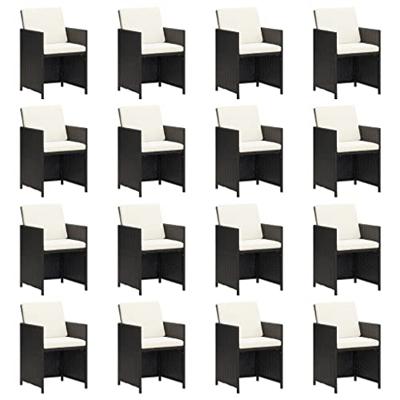 21-delige Tuinset met kussens poly rattan zwart