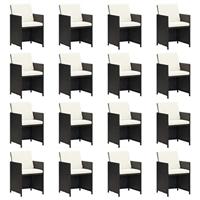 21-delige Tuinset met kussens poly rattan zwart - thumbnail