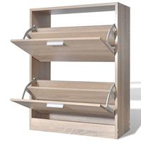 VidaXL Schoenenkast met 2 vakken eiken-look hout - thumbnail
