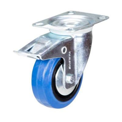 Tarsus zwenkwiel + rem 80 mm. blauw Tarsus zwenkwiel + rem 80 mm. blauw
