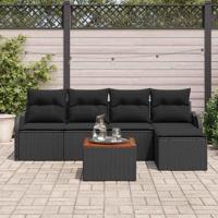 Tuinbankenset met opslag 6 pcs Zwart poly rattan - thumbnail