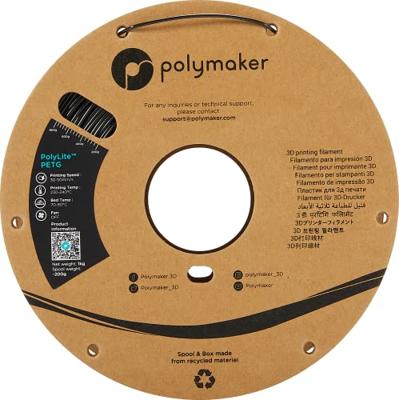 Polymaker PB01001 PolyLite Filament PETG Hittebestendig, Hoge treksterkte 1.75 mm 1000 g Zwart 1 stuk(s) Polymaker PB01001 PolyLite Filament PETG Hittebestendig, Hoge treksterkte 1.75 mm 1000 g Zwart 1 stuk(s)