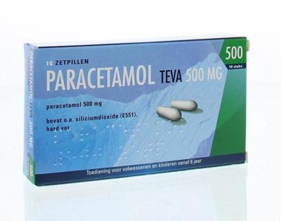 Teva Paracetamol 500mg 10 Zetpillen