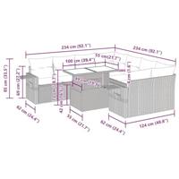 9-delige Loungeset met kussens poly rattan zwart - thumbnail