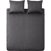 Ten Cate Katoen Satijnen Tweepersoons Dekbedovertrek Streep 200x200/220 cm Antraciet - thumbnail