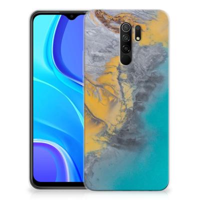 Xiaomi Redmi 9 | TPU | Siliconen hoesje | Marble Blue Gold