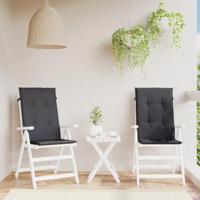 VidaXL Stoelkussens 2 st hoge rug 120x50x4 cm stof gemêleerd antraciet - thumbnail