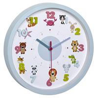 TFA Dostmann Little Animals Kwarts Wandklok 30.9 cm x 4.4 cm Lichtblauw - thumbnail