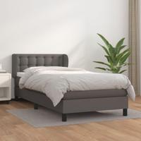 Boxspring met matras kunstleer grijs 90x190 cm - thumbnail