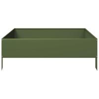 Plantenbak verhoogd 100x100x33,5 cm staal olijfgroen - thumbnail