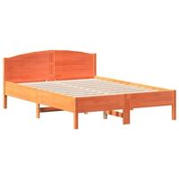 Bedframe met hoofdbord massief grenenhout wasbruin 120x190 cm - thumbnail