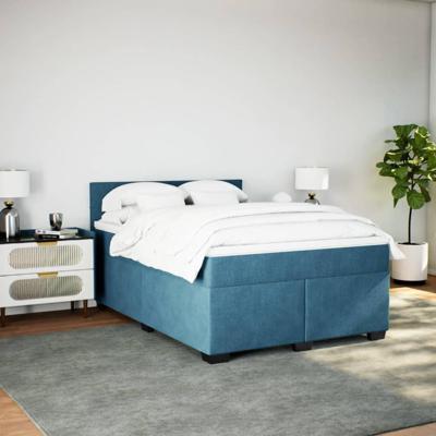 Boxspring met matras fluweel blauw 140x200 cm