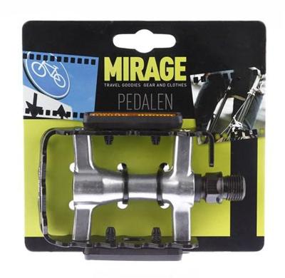 Mirage atb pedalen alu/zilver+reflector blister 1500969