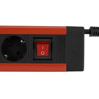 REV 0014412613 Stekkerdoos met schakelaar 4-voudig Koper, Zwart Randaarde stekker 1 stuk(s)