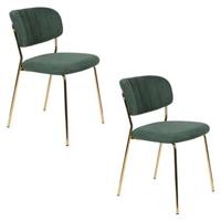 Housecraft Living Jolien Eetkamerstoelen Goud| Dondergroen - Set van 2 - thumbnail