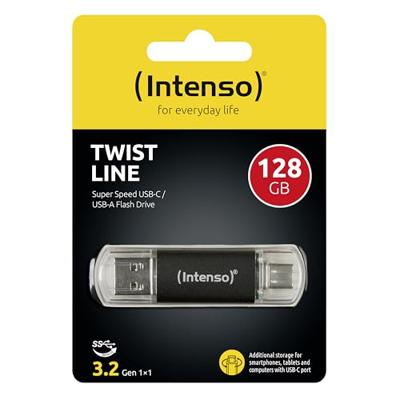 Intenso Twist Line USB-stick 128 GB Antraciet 3539491 USB-A, USB-C, USB-A 3.1 Gen 1