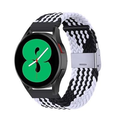 By Qubix - Compatible met Garmin Forerunner 255 - Braided nylon bandje - Zwart/wit - Compatible Garmin bandje - Bandbreedte: 22mm