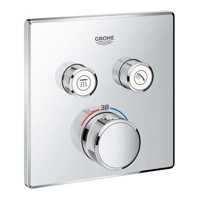 Grohe SmartControl Inbouwthermostaat - 3 knoppen - vierkant - chroom 29124000 Grohe SmartControl Inbouwthermostaat - 3 knoppen - vierkant - chroom 29124000
