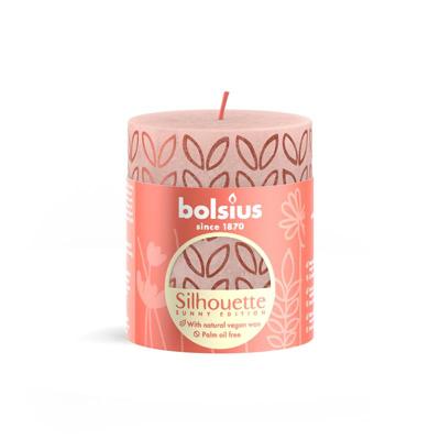 Bolsius silhouette stompkaars misty pink met print 8x6,8 cm