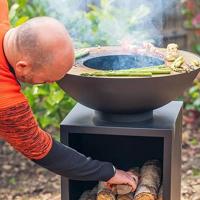 RedFire vuurschaal met barbecuegrill onyx met hoes 60 cm - thumbnail