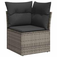 10-delige Loungeset met kussens poly rattan acacia grijs - thumbnail