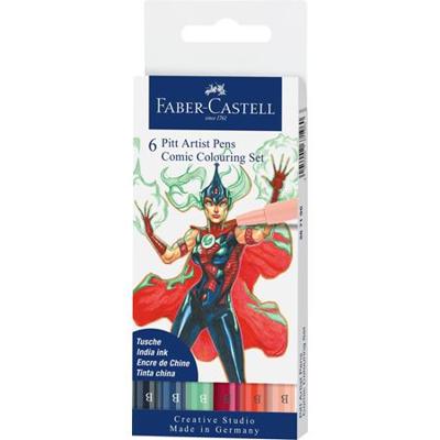 Faber Castell FC-267196 Tekenstift Faber-Castell Pitt Artist Pen Comic 6-delige Etui Faber Castell FC-267196 Tekenstift Faber-Castell Pitt Artist Pen Comic 6-delige Etui