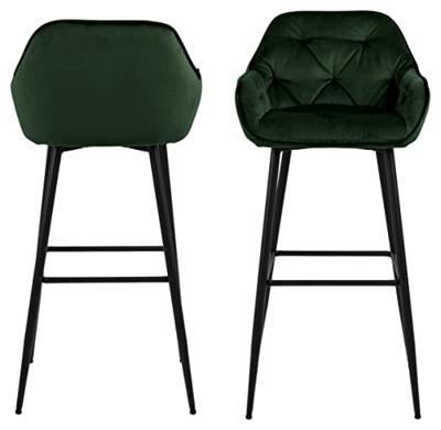 Bendt Barkruk 'Loren' Velvet, kleur Forest Green (zithoogte 79cm) - thumbnail