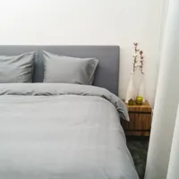 Kayori Shizu dekbedovertrek Katoensatijn Zilver - thumbnail
