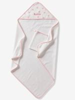 Personaliseerbare badcape en washandje KNOPEN wit, bedrukt - thumbnail