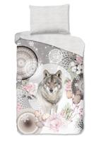 HIP Dekbedovertrek "mandala's met wolf" - Grijs - (140x200 cm) - Katoen Flanel - thumbnail