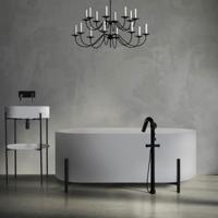 Vrijstaand Bad BWS Solid Surface 162x78x55 cm Mat Wit Aqua Splash - thumbnail