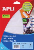 Apli witte etiketten Print & Write ft 36 x 82 mm (b x h), 120 stuks, 8 per blad (1876) - thumbnail