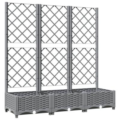 VidaXL Plantenbak met latwerk 120x40x121,5 cm polypropeen lichtgrijs