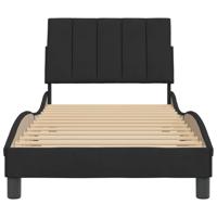 Bedframe met hoofdeinde fluweel zwart 90x200 cm - thumbnail