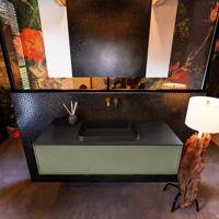 Badkamermeubelset Mondiaz Erin 120 cm met 1 Lade met RIDGE Wastafel Midden Urban Zonder Kraangaten Greeploos Mat Army - thumbnail