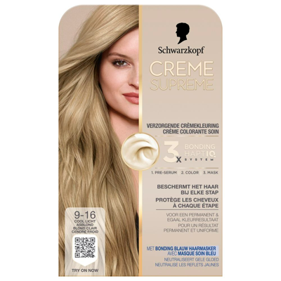 Schwarzkopf Creme Supreme Crèmekleuring 9-16 Cool Licht Asblond Schwarzkopf Creme Supreme Crèmekleuring 9-16 Cool Licht Asblond