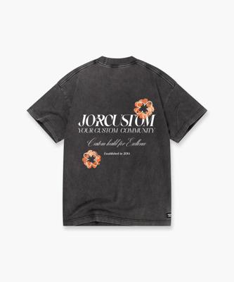 Jorcustom Flowers Loose Fit T-Shirt Heren Donkergrijs/Oranje - Maat M - Kleur: DonkergrijsOranje | Soccerfanshop Jorcustom Flowers Loose Fit T-Shirt Heren Donkergrijs/Oranje - Maat M - Kleur: DonkergrijsOranje | Soccerfanshop