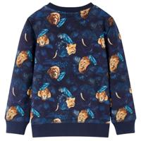 Kindertrui leeuw en plantenprint 104 marineblauw - thumbnail