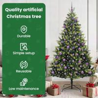 Kunstkerstboom met scharnier 300 LEDs Groen 180 cm PVC en PE - thumbnail
