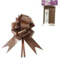 Decoratie lint bloemen bruin 4 stuks | 24 stuks - thumbnail
