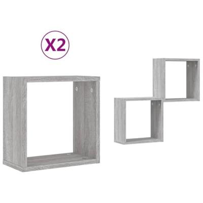 Wandrekken Kubus 2 st 30x15x30 cm grijs sonoma Wandrekken Kubus 2 st 30x15x30 cm grijs sonoma