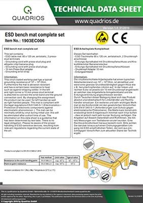 Quadrios ESD-bureaumatset Grijs (l x b) 1200 mm x 600 mm Quadrios ESD-bureaumatset Grijs (l x b) 1200 mm x 600 mm