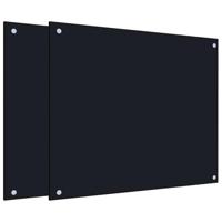 VidaXL Spatschermen keuken 2 st 70x60 cm gehard glas zwart - thumbnail